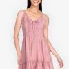 ZALORA BASICS Lace Trim Plunge Neck Dress