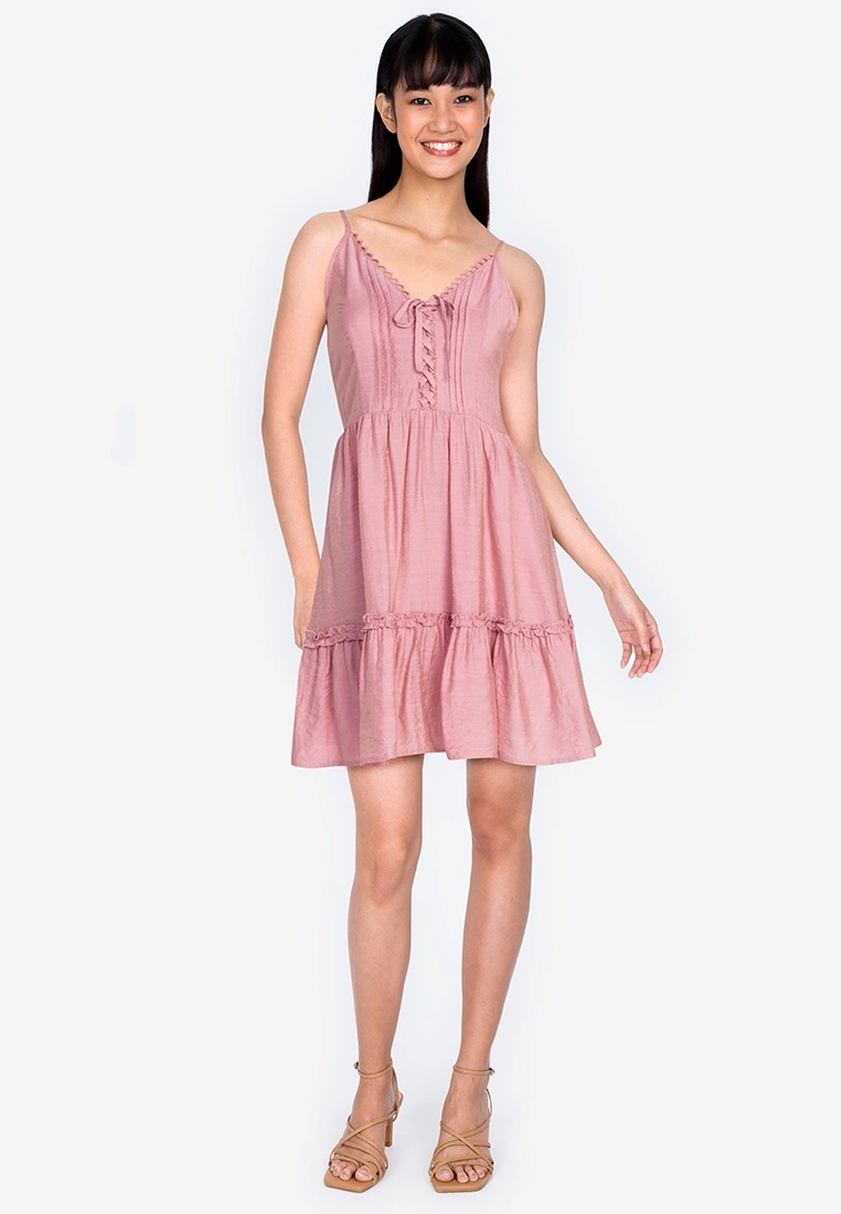 ZALORA BASICS Lace Trim Plunge Neck Dress - Billede 4