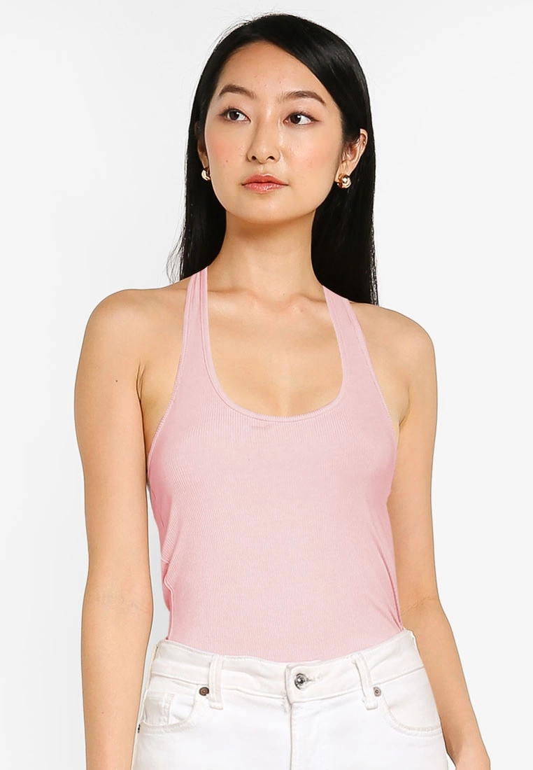 ZALORA BASICS Rib Knit Halter Top