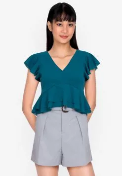 ZALORA BASICS Ruffle Hem Babydoll Top
