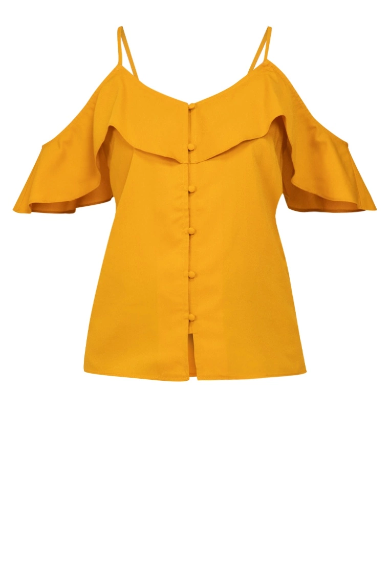 ZALORA BASICS Button Cold Shoulder Ruffle Cami Top - Billede 5