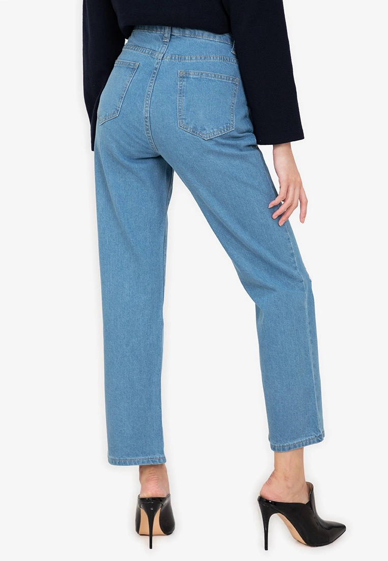 ZALORA BASICS Ripped Knee Straight Crop Jeans - Billede 2