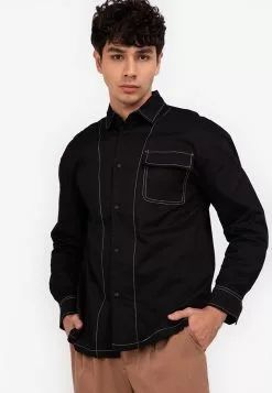 ZALORA BASICS Contrast Stitch Overshirt