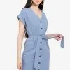 ZALORA BASICS Drop Shoulder Button Down Dress With Tie