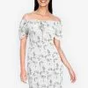 ZALORA BASICS Drop-Shoulder Smocked Puff Sleeve Dress