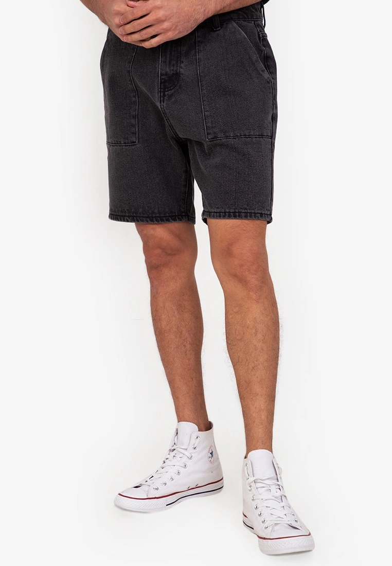 ZALORA BASICS Ripped Bermuda Denim Shorts