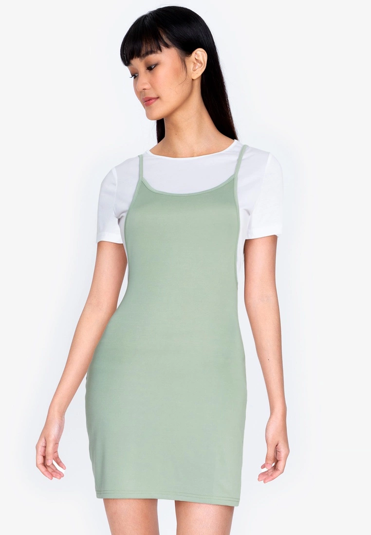 ZALORA BASICS Tie Shoulder 2-in-1 Dress