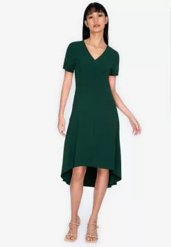 ZALORA BASICS Short Sleeve Hi-Low Dress