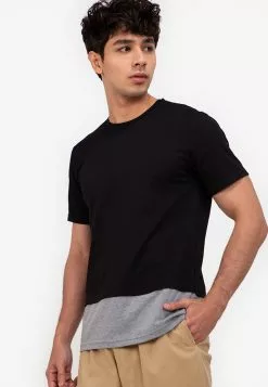 ZALORA BASICS Layered Colour Block T-Shirt