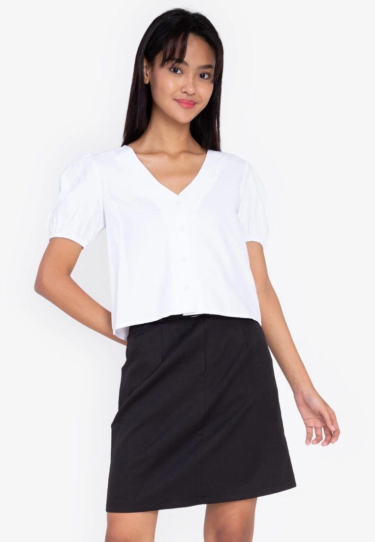 ZALORA BASICS Short Sleeve Button Front Blouse - Billede 5