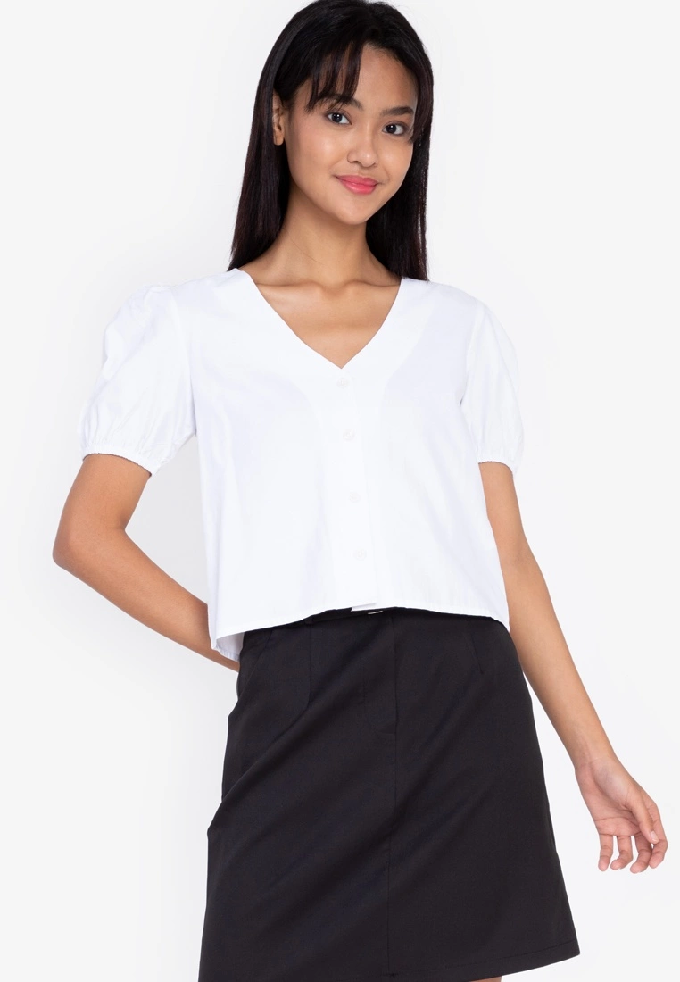 ZALORA BASICS Short Sleeve Button Front Blouse - Billede 7