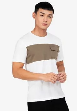 ZALORA BASICS Front Contrast Patch T-Shirt