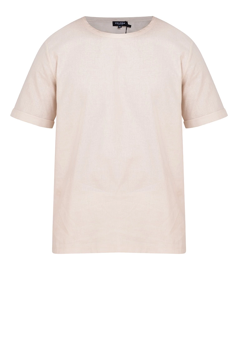 ZALORA BASICS Linen Blend Roll Up Sleeve T-Shirt - Billede 5