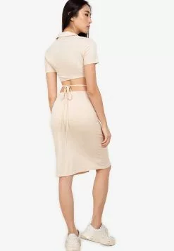 ZALORA BASICS Back Cut Out Button Down Dress
