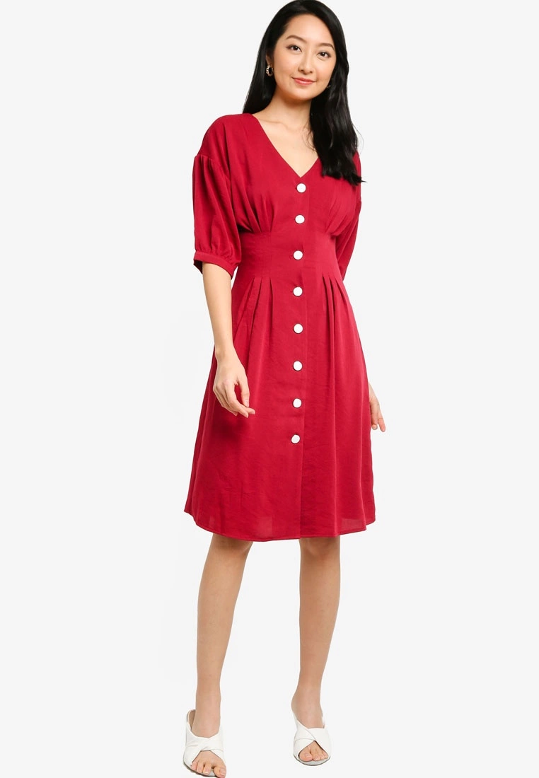ZALORA BASICS Balloon Sleeves Midi Dress - Billede 4