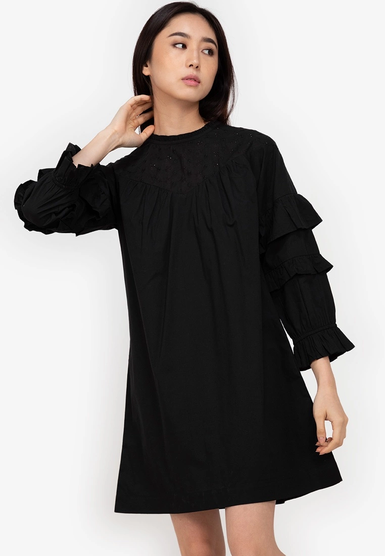 ZALORA BASICS Tiered Sleeve Mini Dress