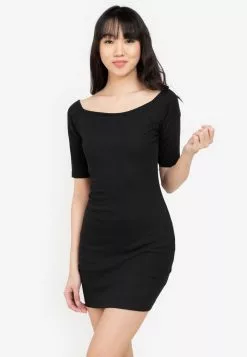 ZALORA BASICS Basic Off Shoulder Bodycon Dress