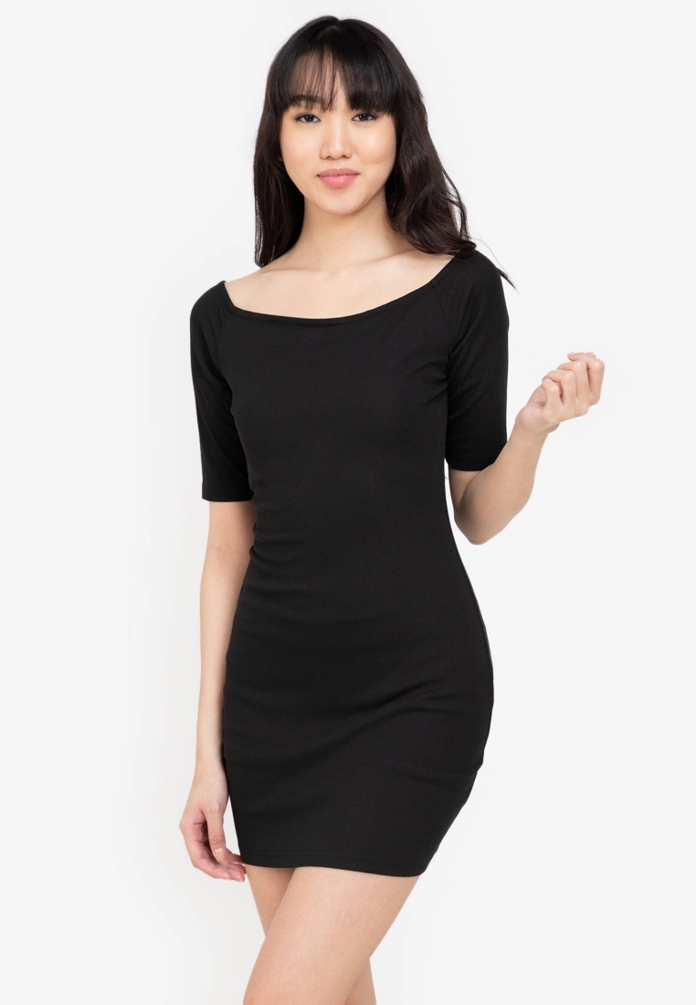 ZALORA BASICS Basic Off Shoulder Bodycon Dress