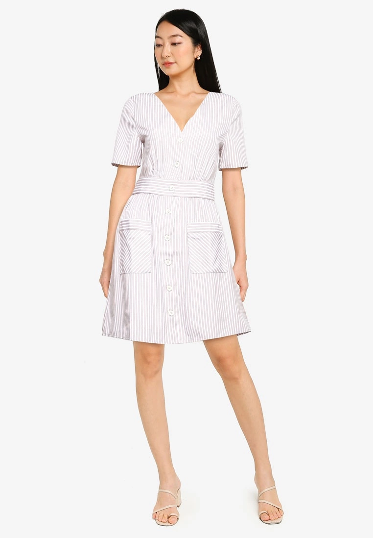 ZALORA BASICS Button Down Striped Dress - Billede 4