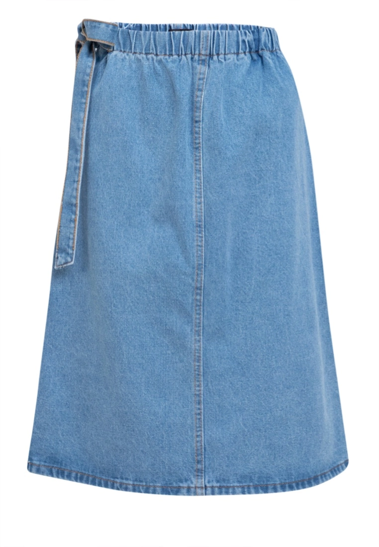 ZALORA BASICS Side Tie Midi Denim Skirt - Billede 5