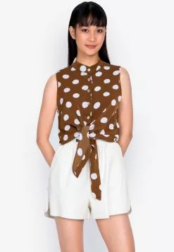 ZALORA BASICS Tie Front Sleeveless Shirt