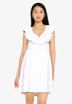 ZALORA BASICS Frill Neck Mini Dress