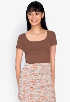ZALORA BASICS Cap Sleeve Ribbed Top