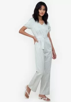ZALORA BASICS Puff Sleeve Jumpsuit with Belt