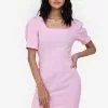 ZALORA BASICS Square Neck Puff Sleeve Mini Dress
