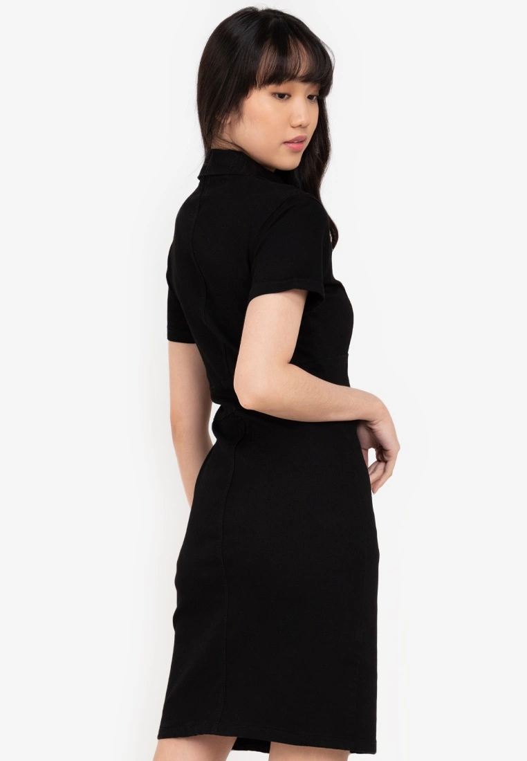 ZALORA BASICS Split Hem Zip Up Denim Dress - Billede 2