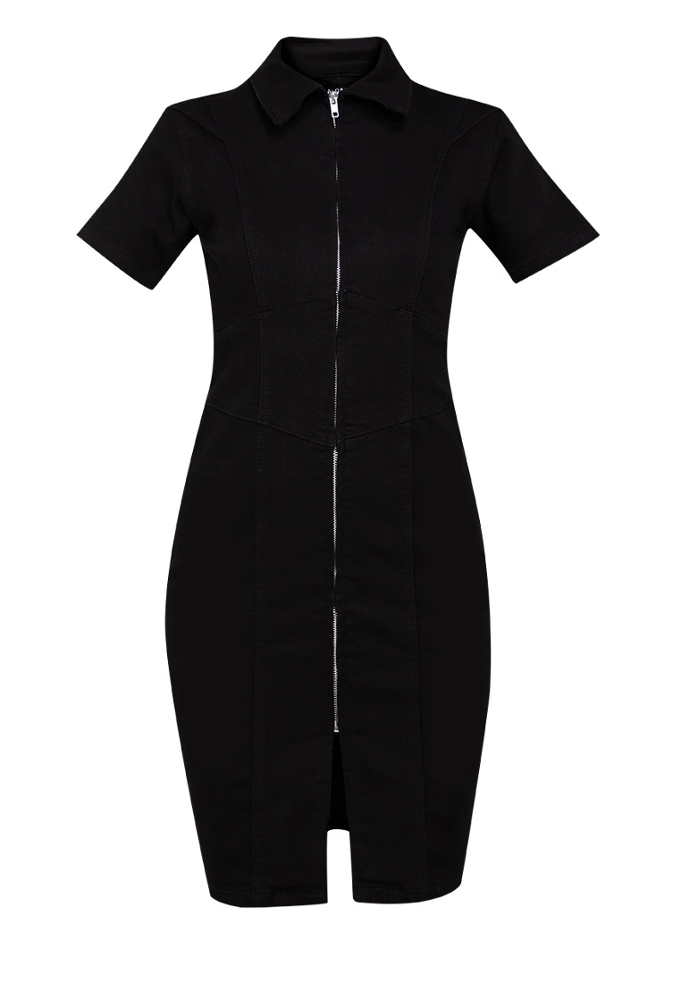 ZALORA BASICS Split Hem Zip Up Denim Dress - Billede 5