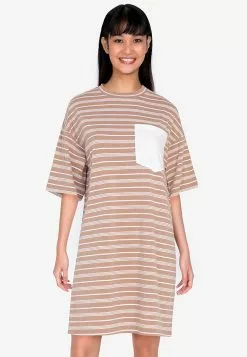 ZALORA BASICS Contrast Pocket Oversized T-shirt Dress