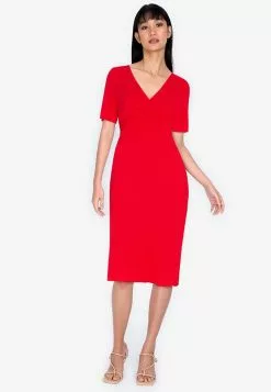 ZALORA BASICS Short Sleeve Shirred Dress