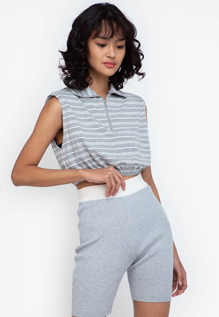 ZALORA BASICS Sleeveless Zip Up Top