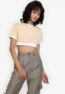 ZALORA BASICS Contrast Trim Cropped Top