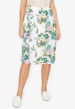 ZALORA BASICS Button Down Skirt with Slit