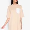 ZALORA BASICS Contrast Pocket Oversized T-shirt Dress