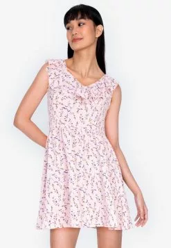 ZALORA BASICS V-Neck Ruffle Mini Dress
