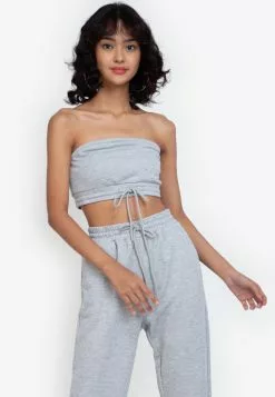 ZALORA BASICS Tie Front Bandeau Top