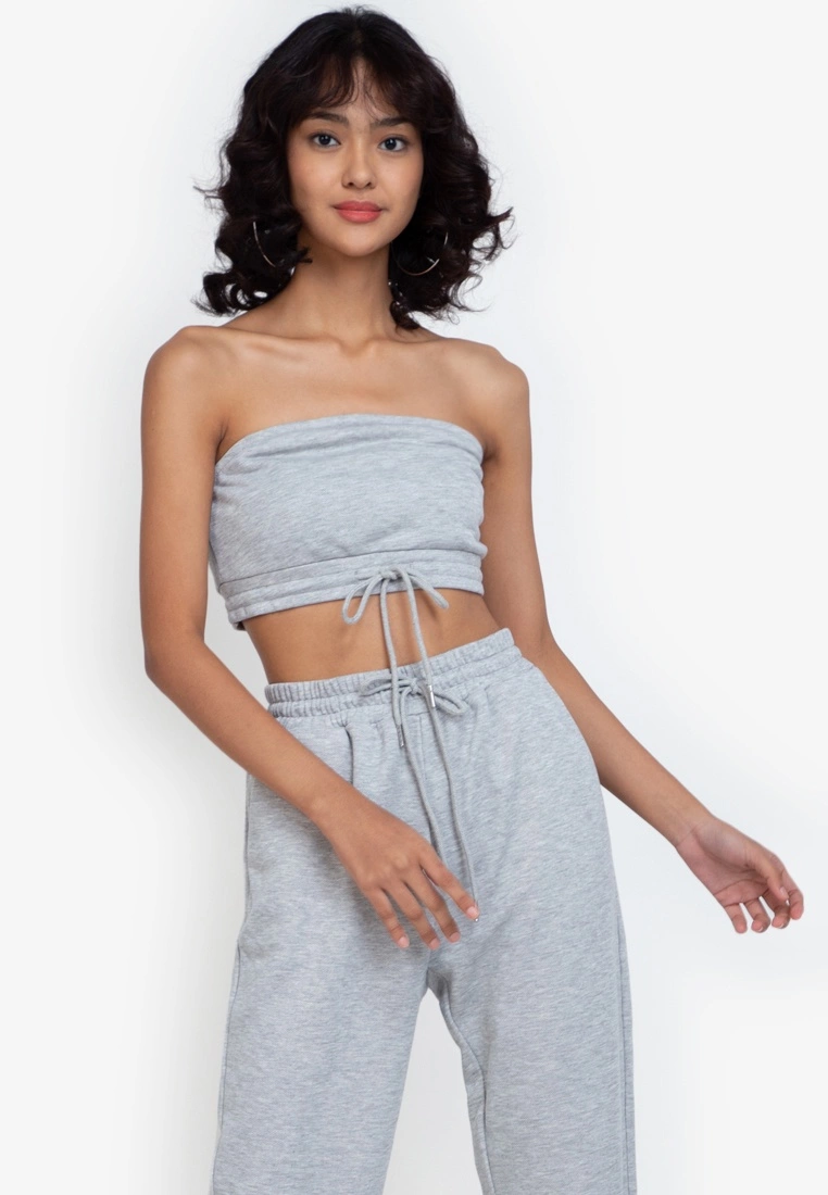 ZALORA BASICS Tie Front Bandeau Top