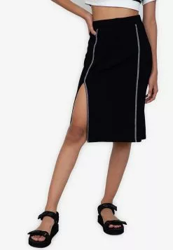 ZALORA BASICS Rib Skirt with Contrast Trim